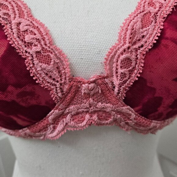 Natori Pink Lace Floral Underwire Bra 36D Romantic Pinup Coquette Valentine's - Picture 6 of 14